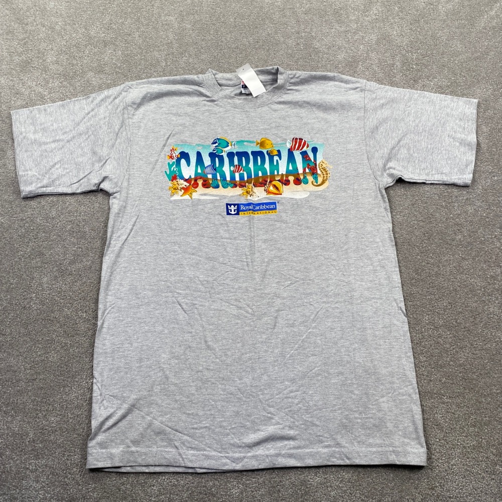 Tropic Plus T-Shirt Mens Large Ash Grey Caribbean Royal Caribbean Graphic Tee